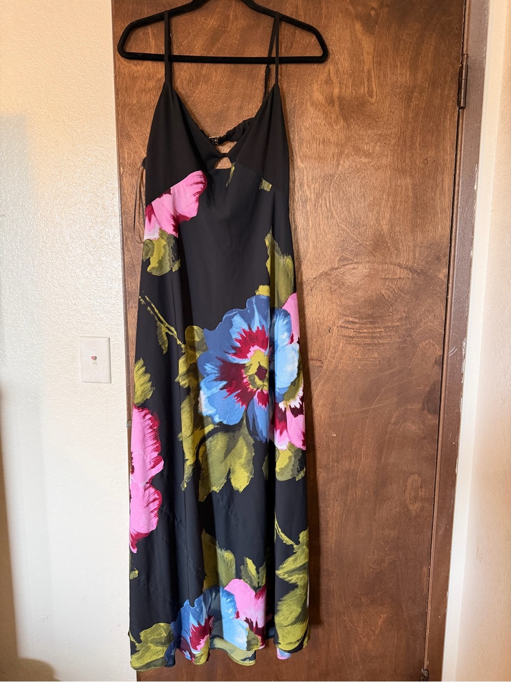 Abercrombie & Fitch Black Maxi Dress with Pink, Blue & Green Floral Print